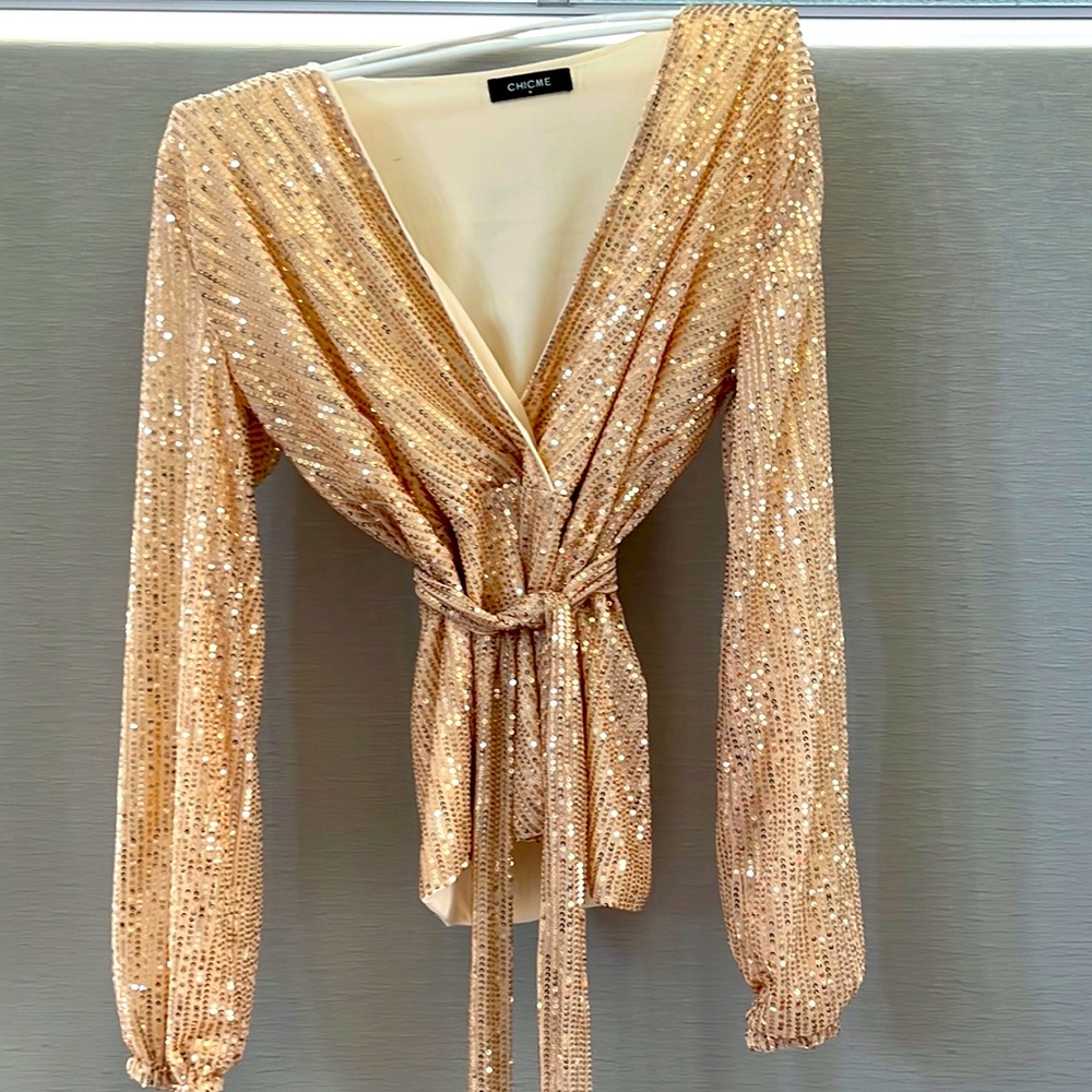 ChicMe rose colored sequin blouse